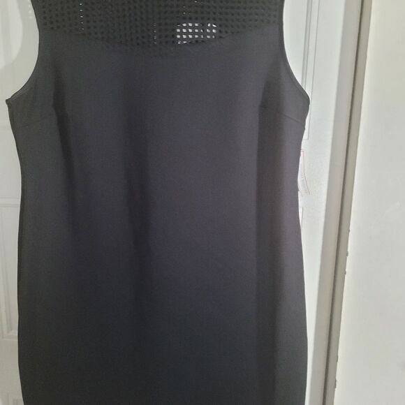 DRESS SHIFT BISOU BISOU MICHELE BOHBOT BLACK SZ 3XLARGE open woven top NWT - Picture 1 of 11